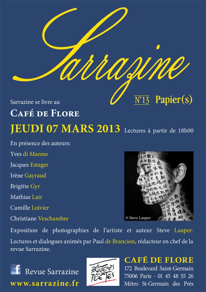 Flyer lecture Cafe de Flore "Sarrazine" Sarrazine-Flyer lecture Cafe de Flore_Sarrazine